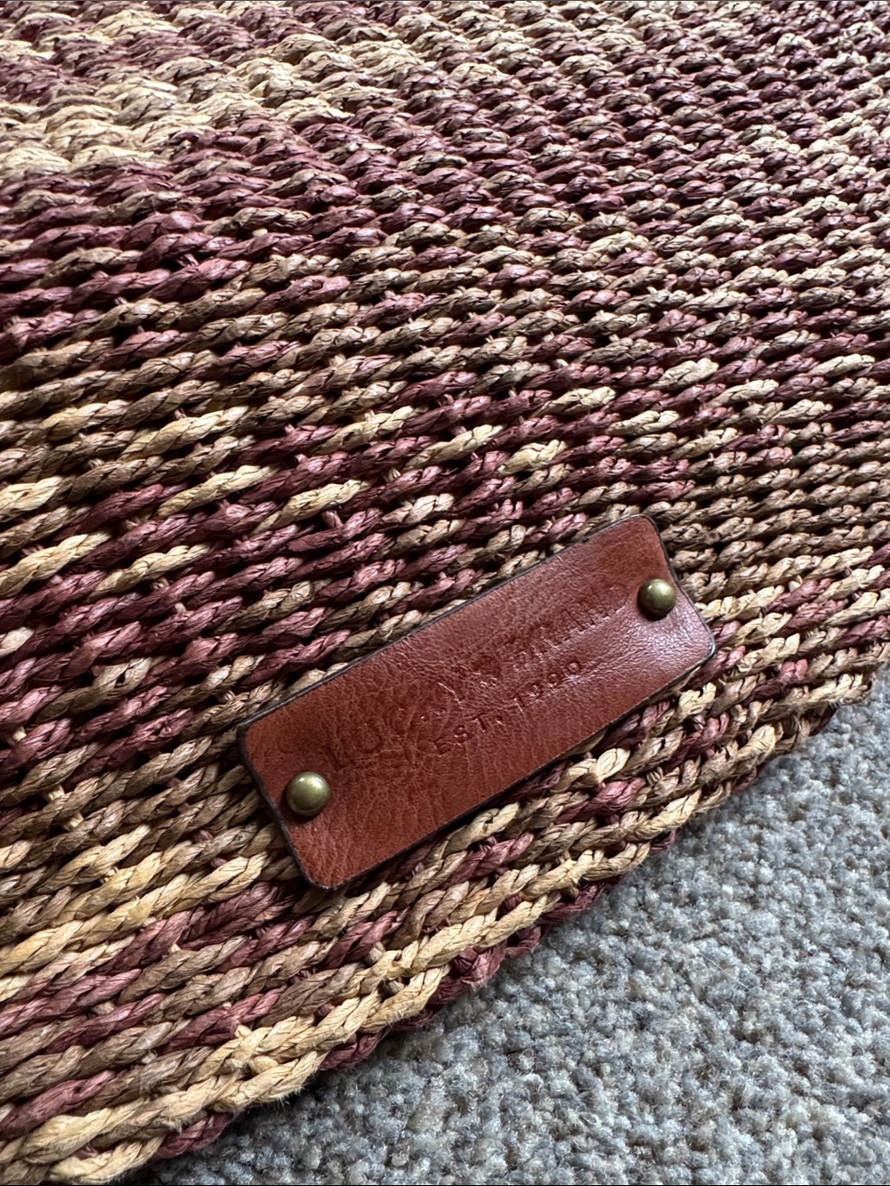 Lucky Brand Woven Straw Tote in Brown and Tan with Leather Straps - Picture 2 of 8